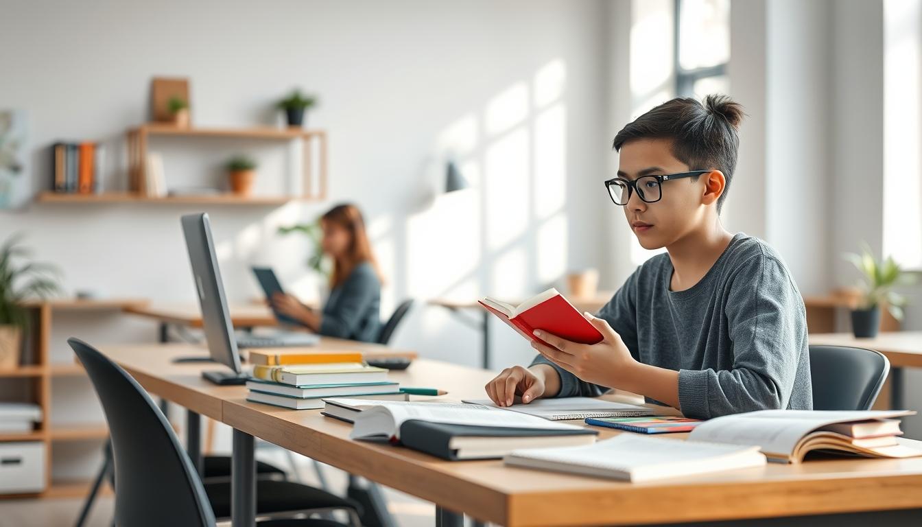 Structured study materials and learning resources on a desk
